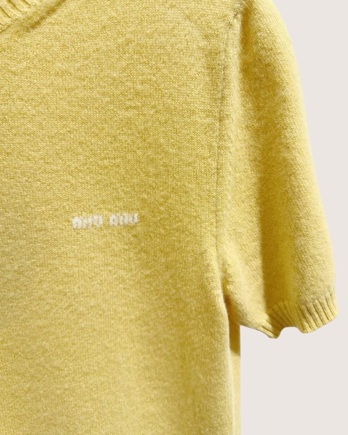Miu Miu Short-Sleeve Sweater Yellow FR 38