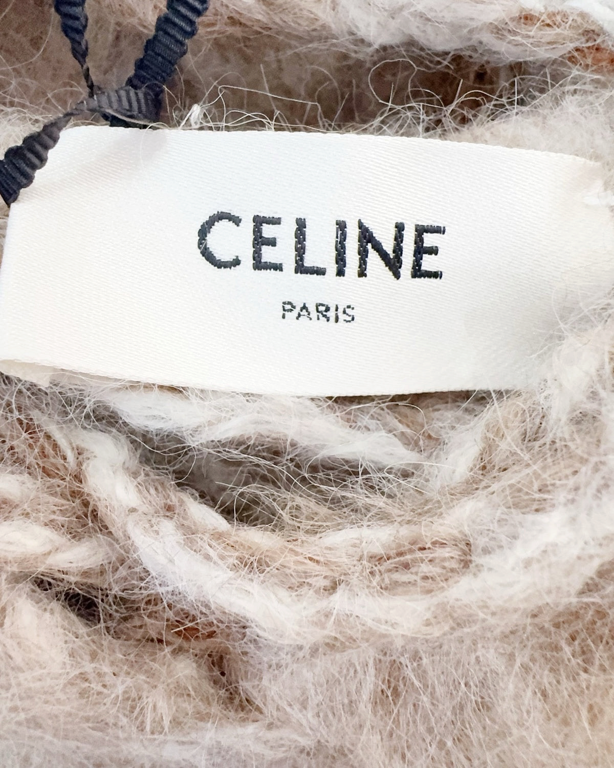 Celine Mohair Hooded Sweater Beige/Ecru, Brown FR 36