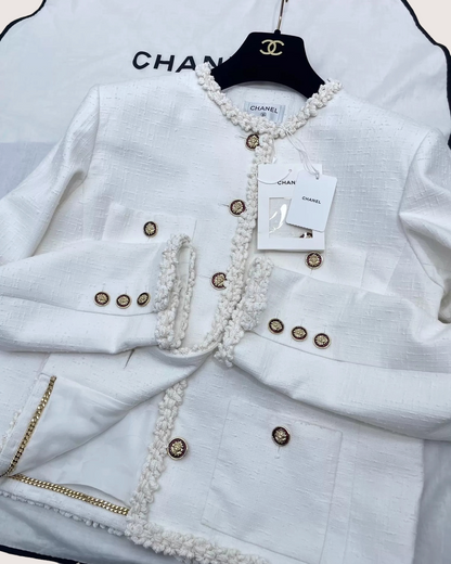 Chanel 26A Four-Pocket Tweed Jacket White FR 38