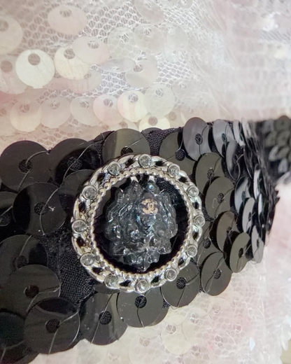 Chanel 22P Sequin Mini Dress Pink, Black FR 34