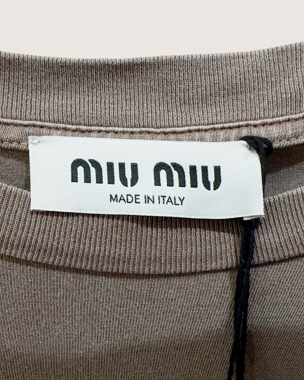 Miu Miu Long-Sleeve Logo T-Shirt Brown FR 38
