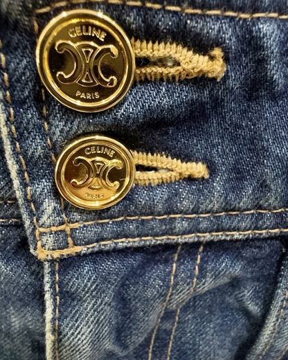Celine Cargo Denim Shorts Blue
