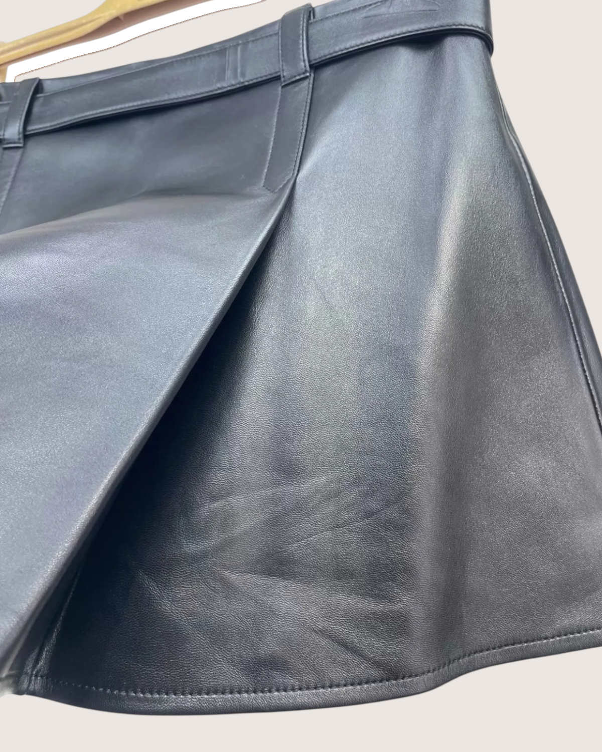 Miu Miu Belted Leather Mini Skirt