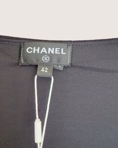 Chanel Bow Cap-Sleeve Top Black FR 42