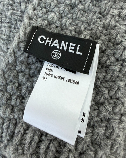 Chanel 24N Cashmere Scarf Grey One Size