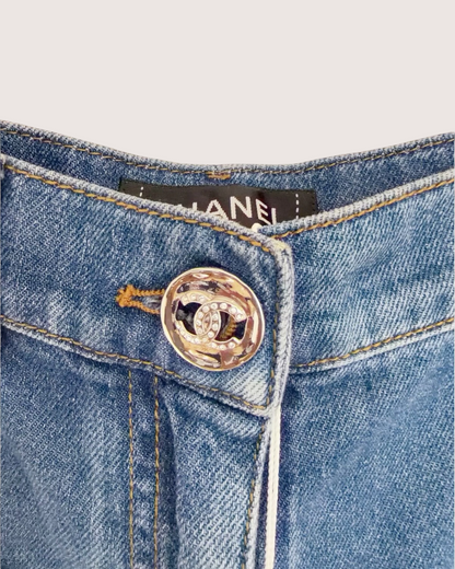 Chanel 24P Denim Wide-Leg CC Jeans Blue FR 36