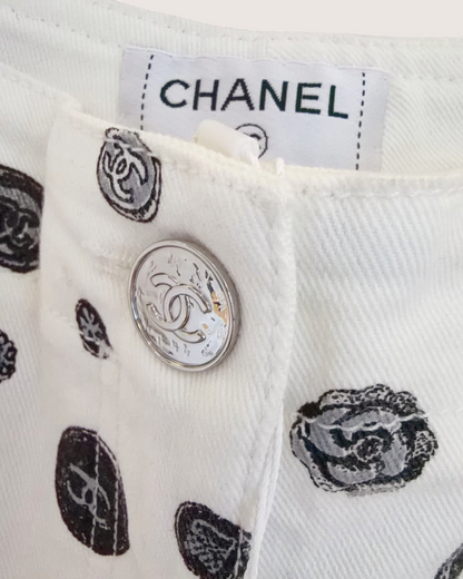 Chanel 25B Straight Denim Jeans White, Black FR 34