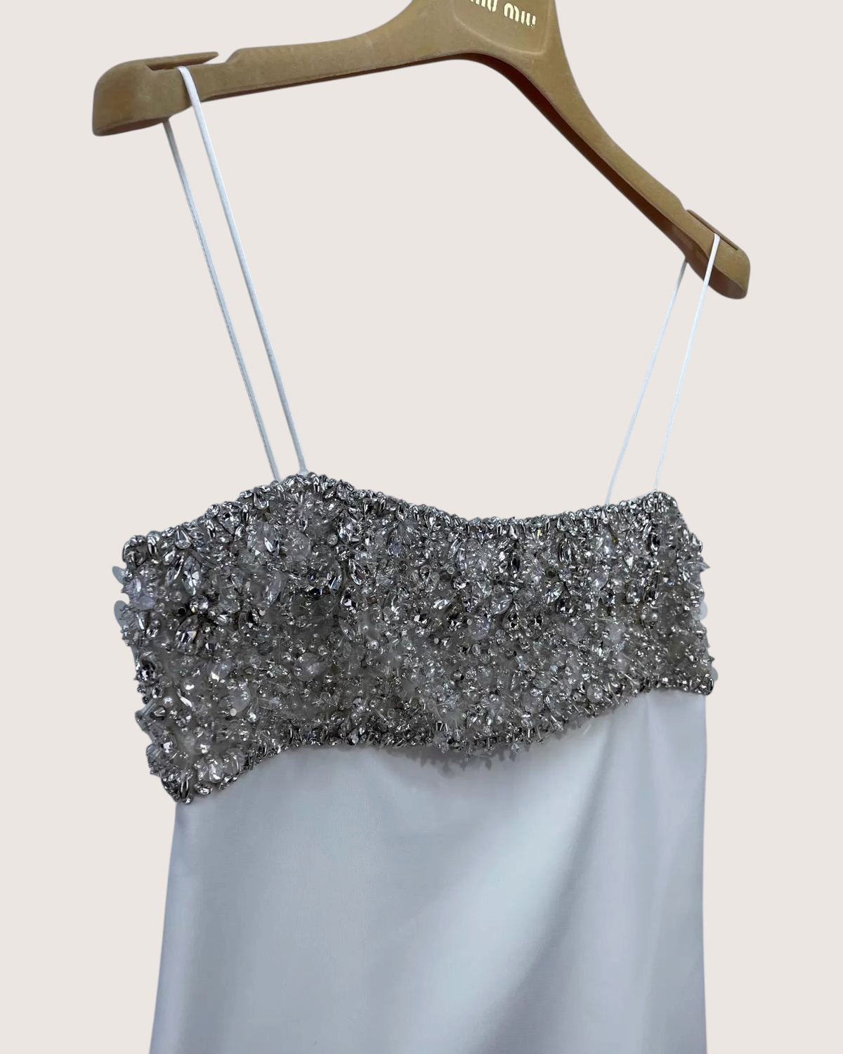 Miu Miu Crystal & Pearls Embellished Mini Dress