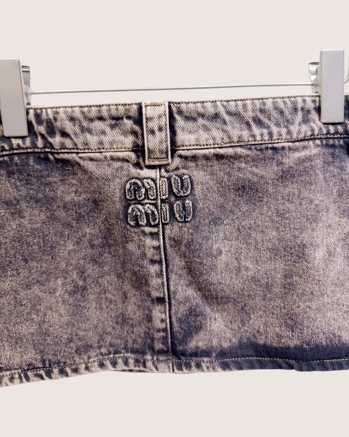 Miu Miu Logo Denim Mini Skirt Grey, Black FR 38