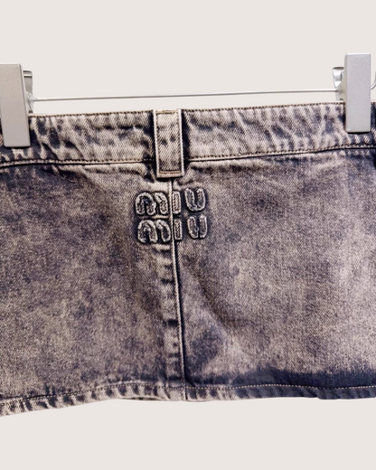 Miu Miu Logo Denim Mini Skirt Grey, Black FR 38