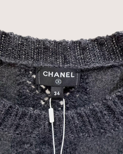 Chanel 24A Wool Cable Sweater Grey FR 34