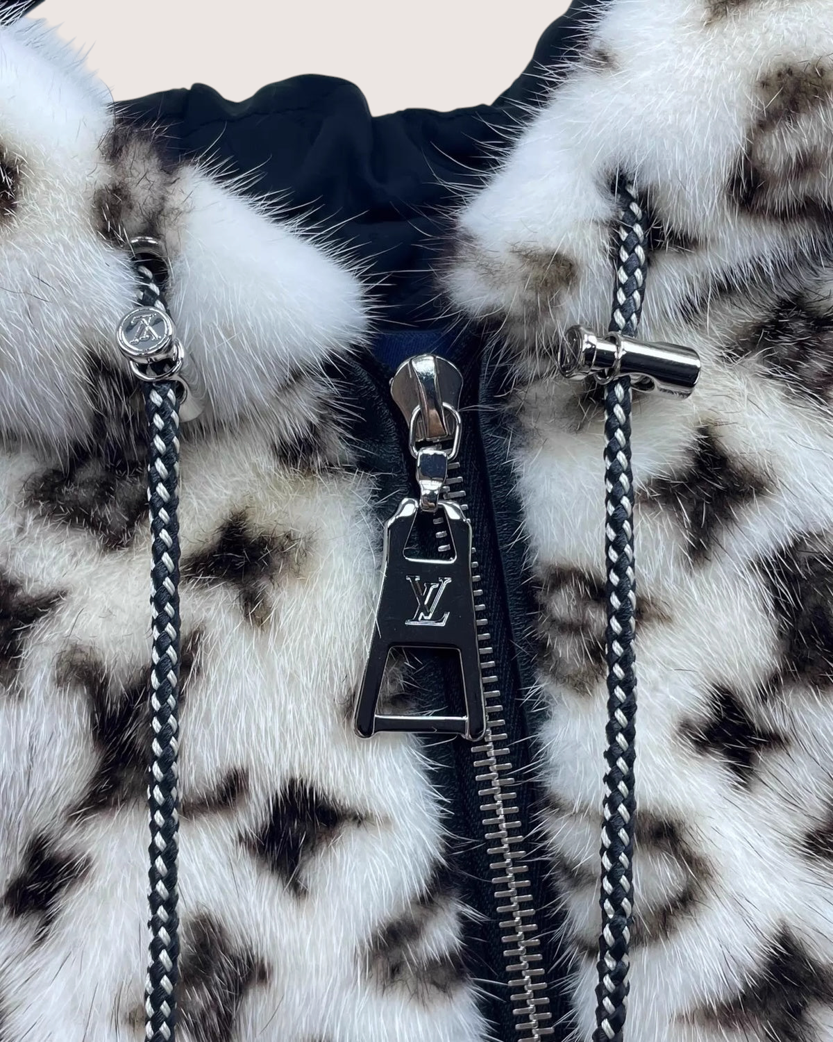 Louis Vuitton Monogram Mink Fur Jacket White, Black FR 34