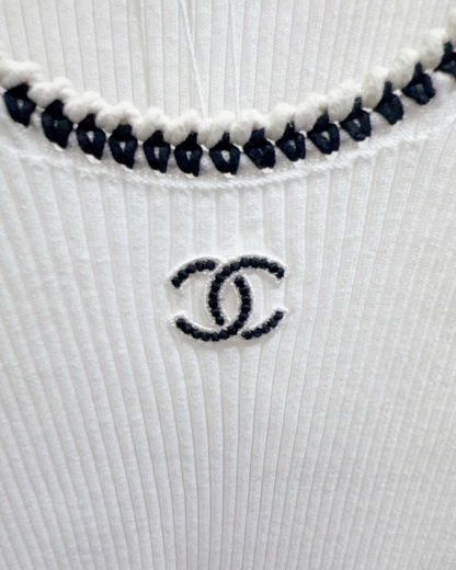 Chanel 22C CC Top White, Black FR 34