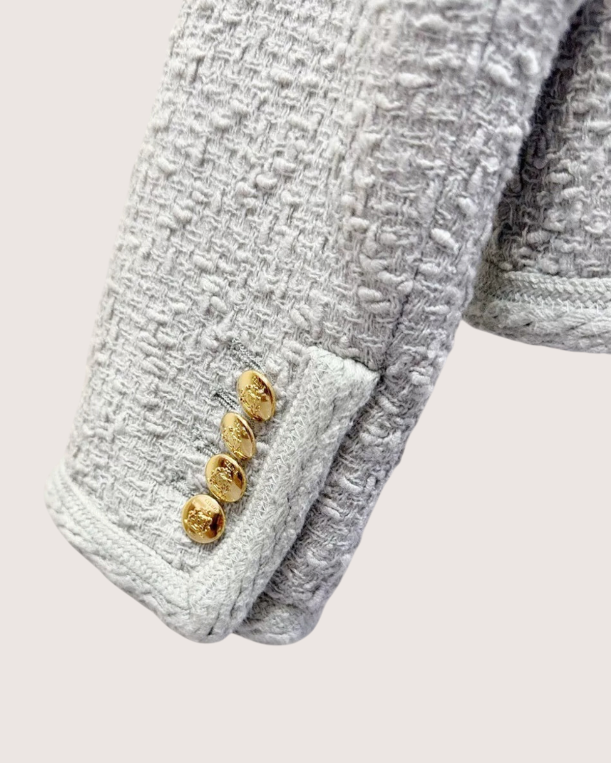 Celine Cropped Tweed Jacket Grey FR 38