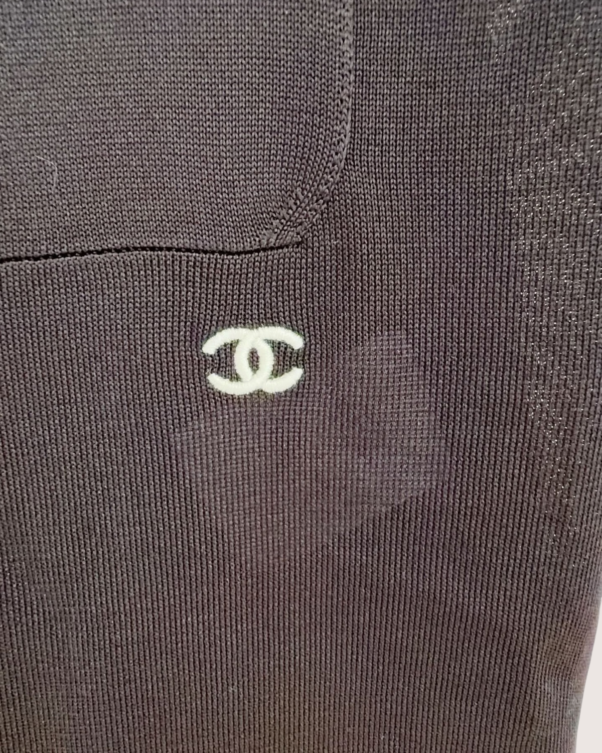 Chanel 26P CC Contrast-Trim Tank Top Black, White FR 36