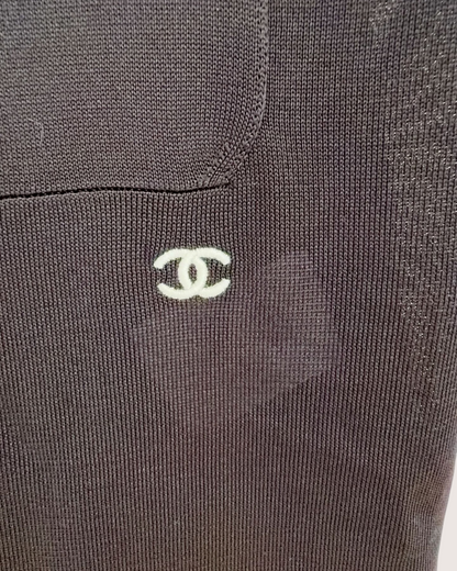 Chanel 26P CC Contrast-Trim Tank Top Black, White FR 36