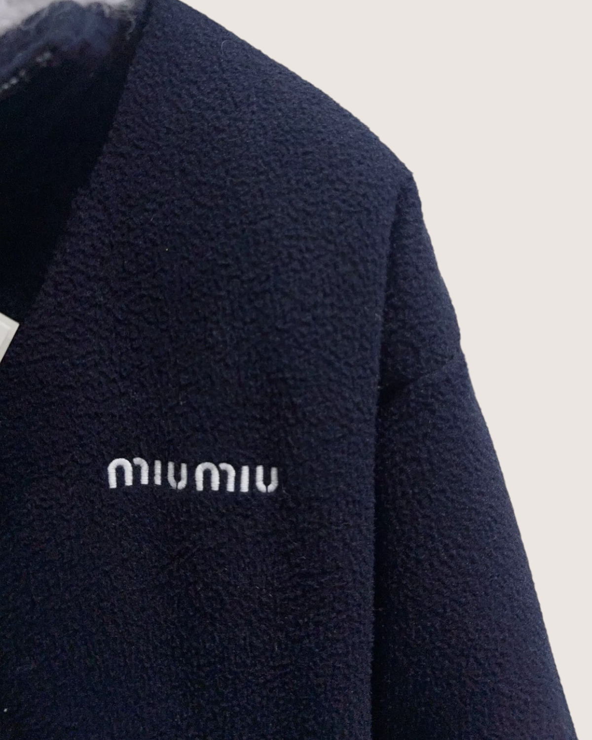 Miu Miu Fleece Zip-Up Jacket Navy FR 36