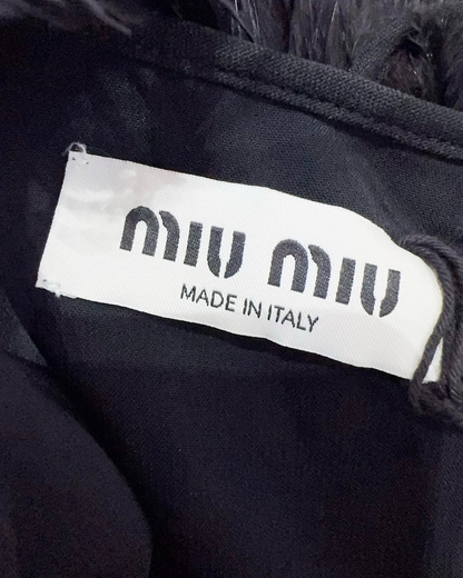 Miu Miu Feather-Trim Top Black FR 42