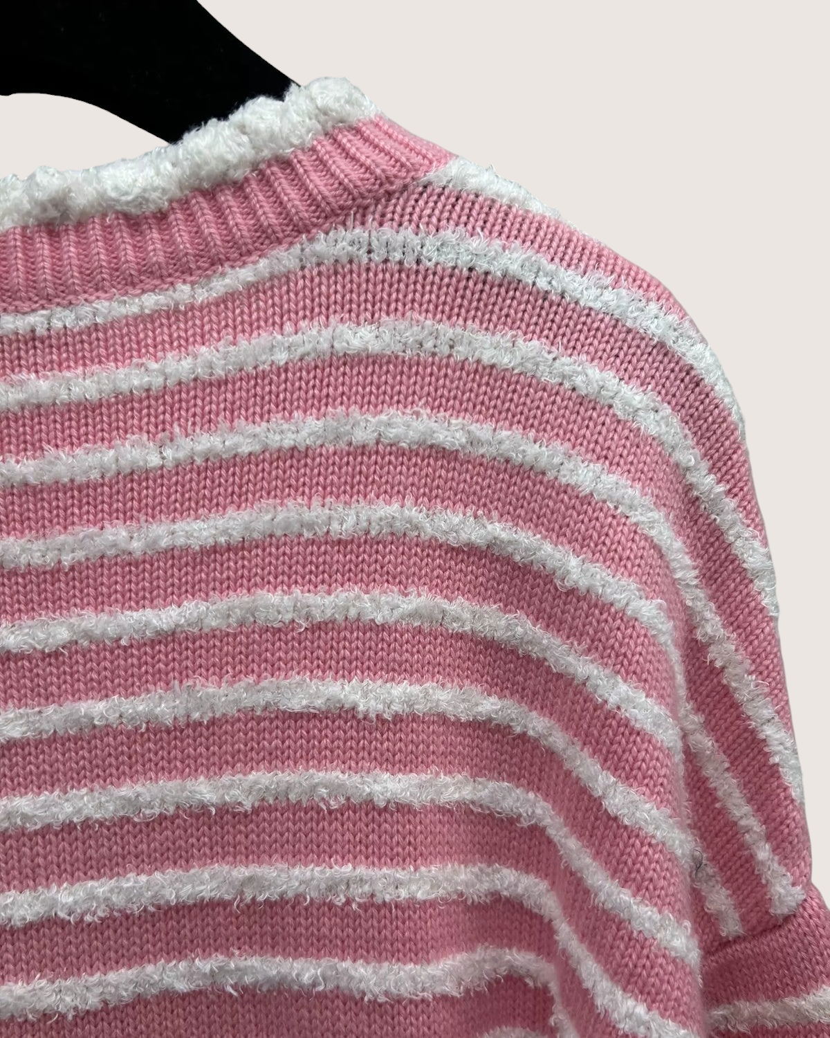 Chanel 20S Striped Cashmere Sweater Pink, White FR 36