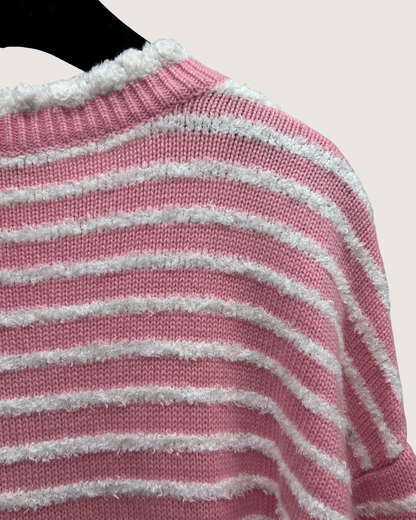 Chanel 20S Striped Cashmere Sweater Pink, White FR 36