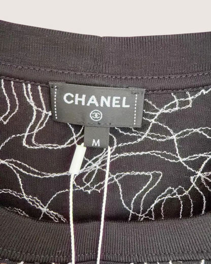 Chanel 25C CC Logos T-Shirt Black, White FR 38