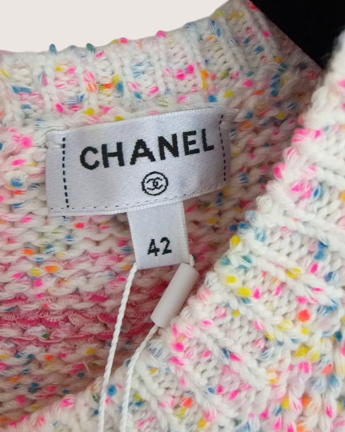 Chanel 24C Heart-Motif Striped Sweater Pink, Yellow, Multicolor FR 42