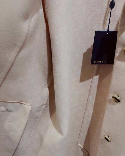 Louis Vuitton Wool Belted Coat Pink FR 36