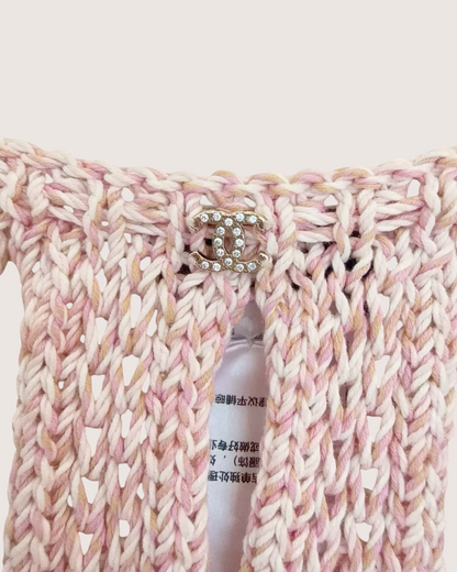 Chanel 25S Openwork Belted Dress Pink, Black One Size