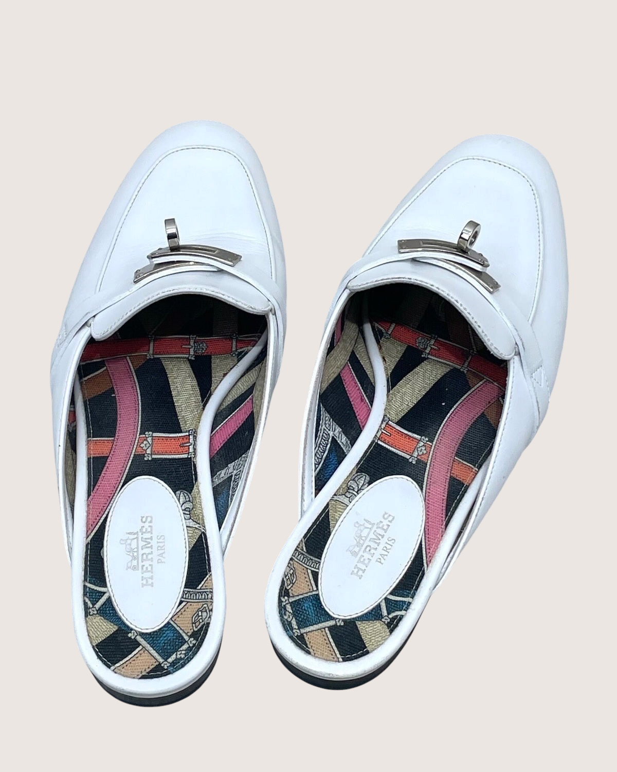 Hermès Oz Leather Mules White EU 38