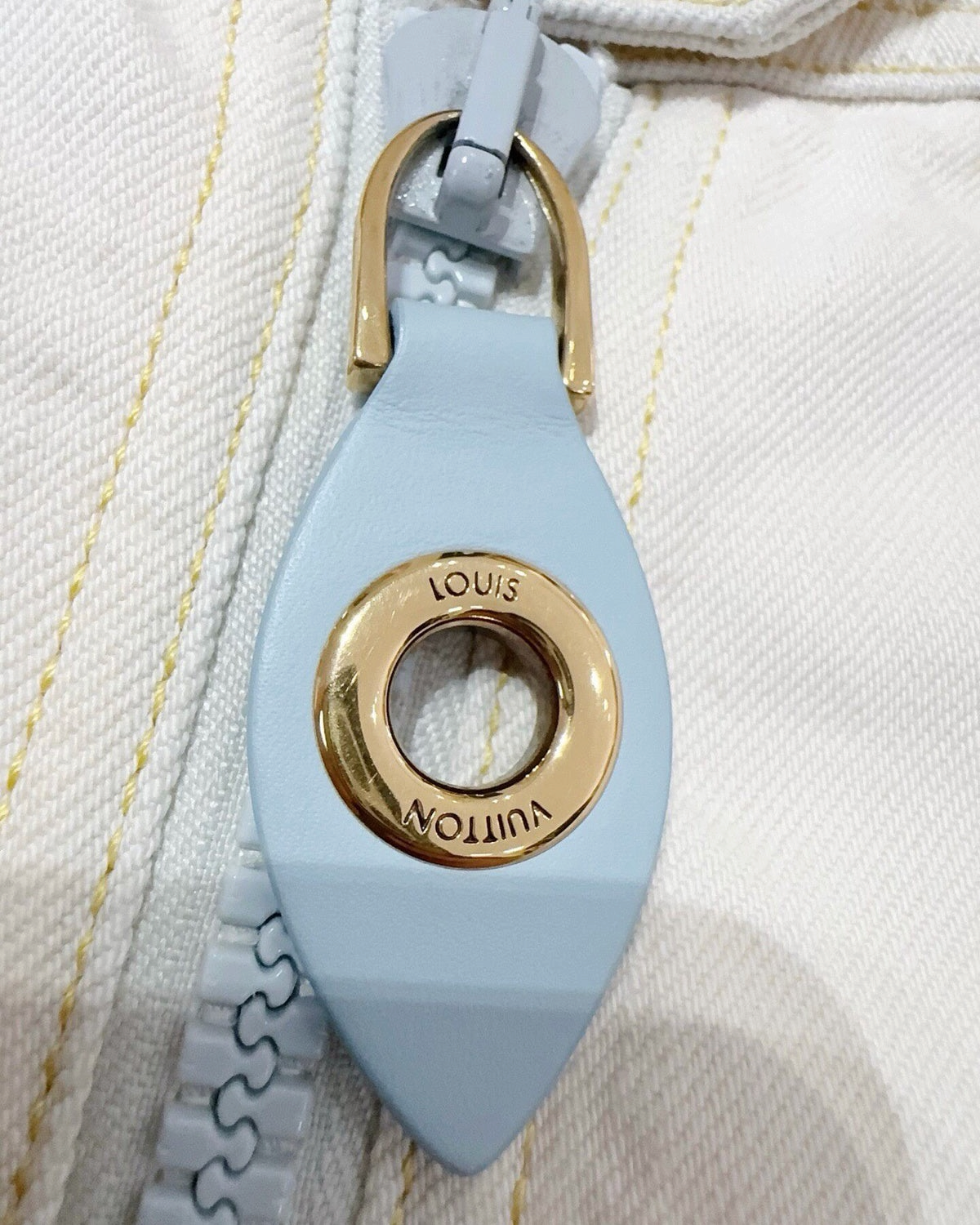 Louis Vuitton Zip-Front Denim Mini Skirt White, Blue FR 36