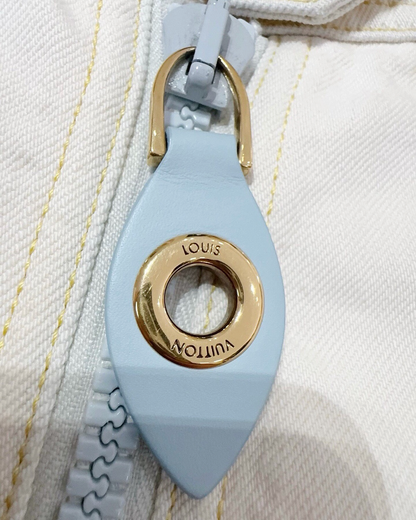 Louis Vuitton Zip-Front Denim Mini Skirt White, Blue FR 36