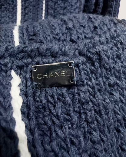 Chanel 06P Striped Cardigan Navy, White FR 36