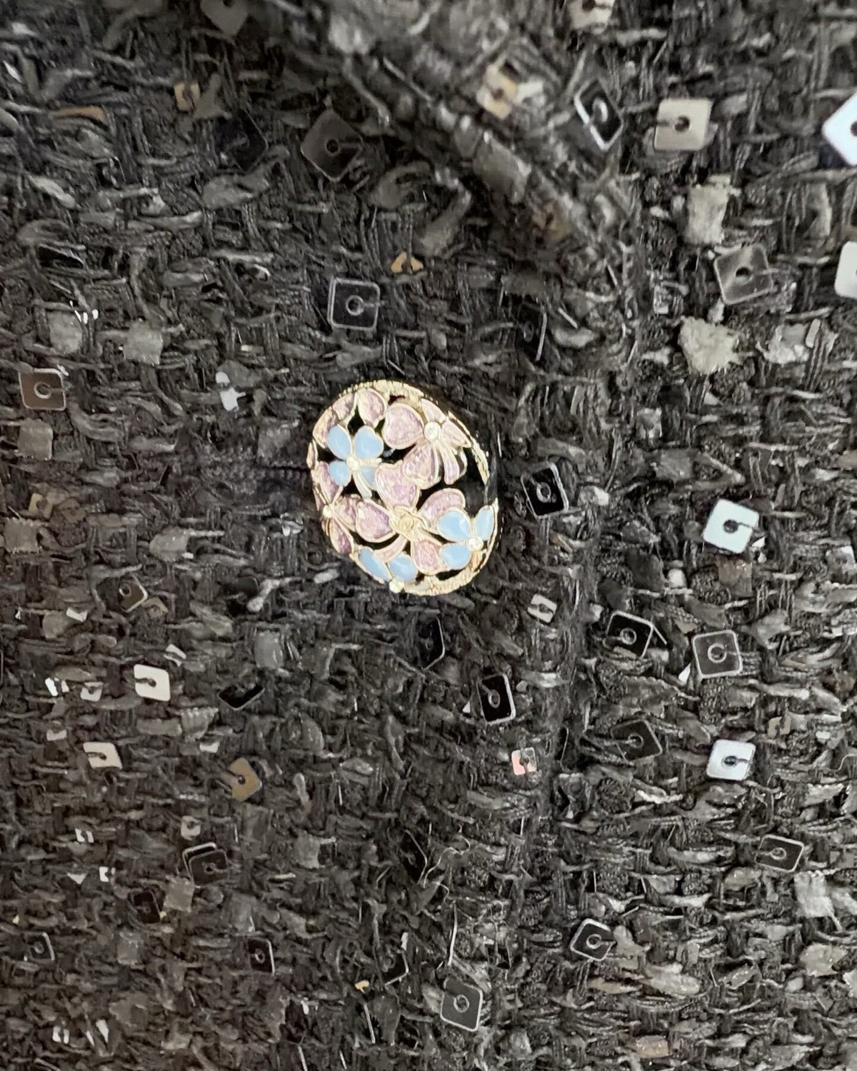 Chanel 24S Sequin Tweed Jacket Black FR 38