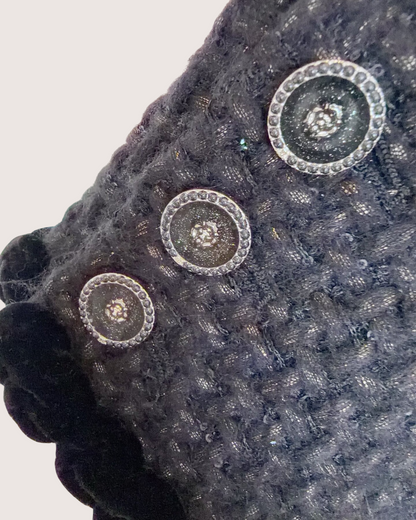 Chanel 25A Four-Pocket Tweed Jacket Black, Grey, Gold FR 34