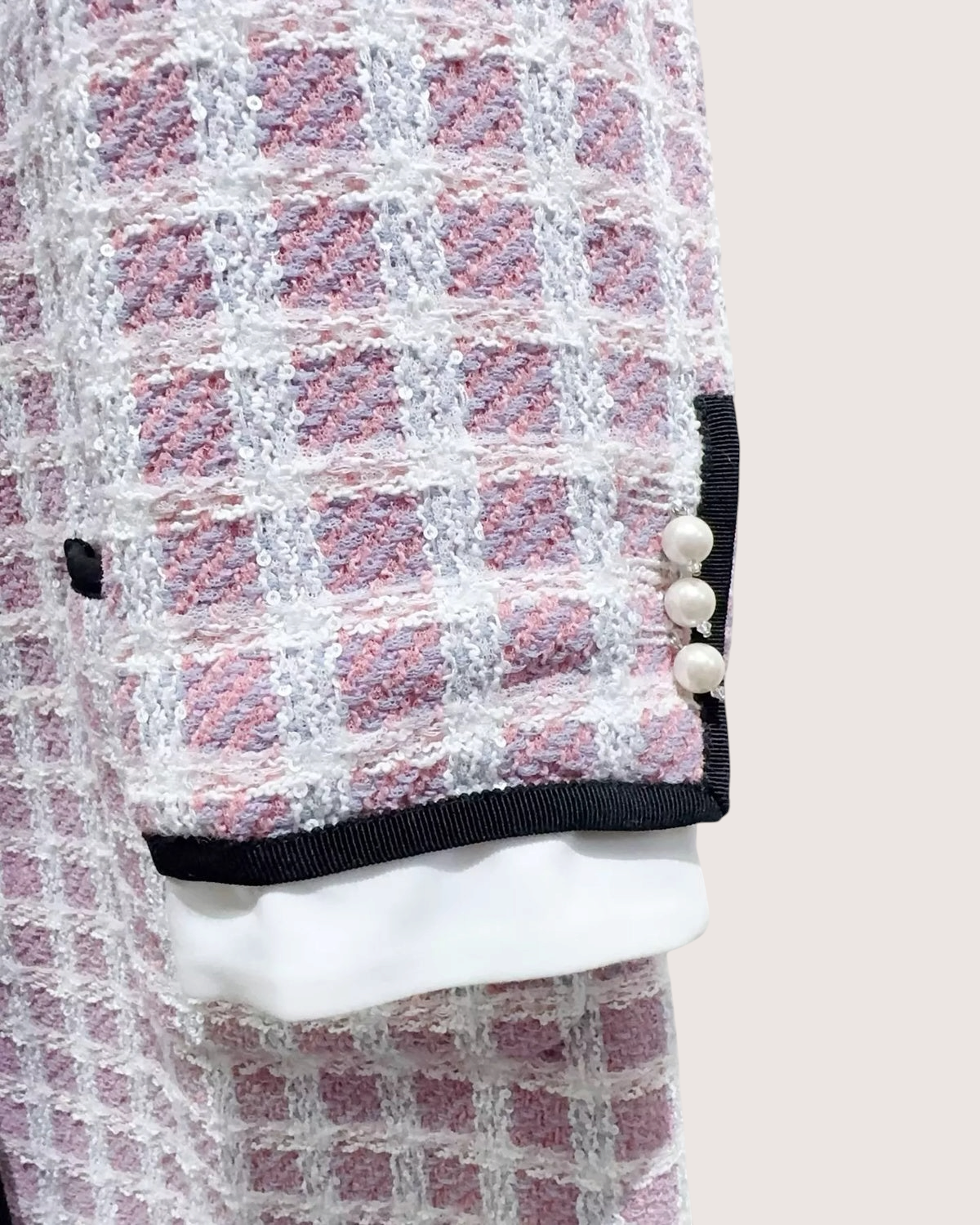 Miu Miu Sequin Tweed Coat Pink, White, Multicolor FR 36
