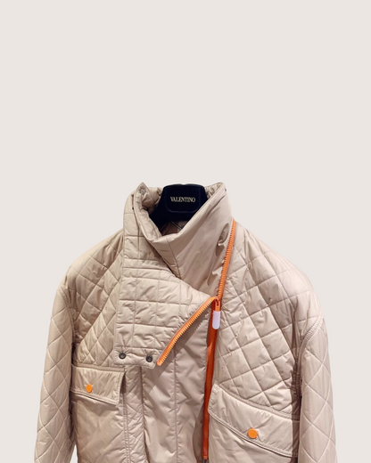 Hermès Quilted Cropped Jacket Beige/Ecru, Orange FR 38