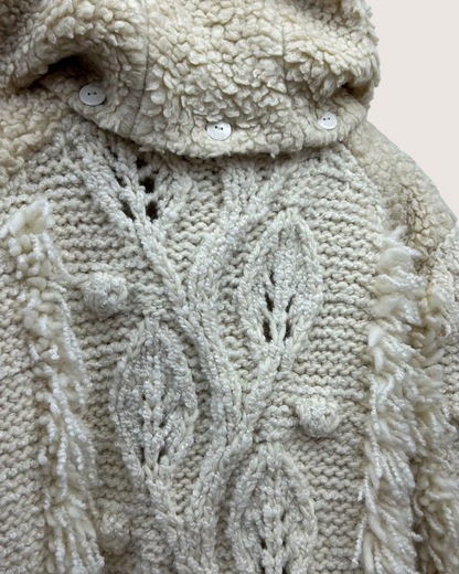 Chanel 18B Wool Cardigan w/ Detachable Hood Beige/Ecru FR 34
