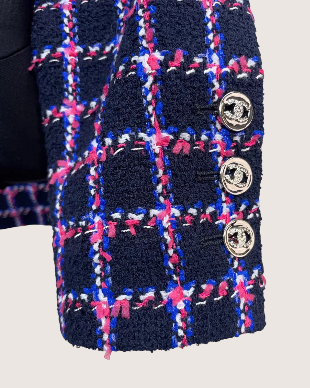 Chanel 24P Plaid Tweed Jacket Navy, Multicolor FR 34