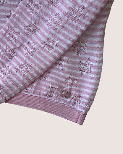 Chanel Striped Openwork Sweater Pink, White FR 38