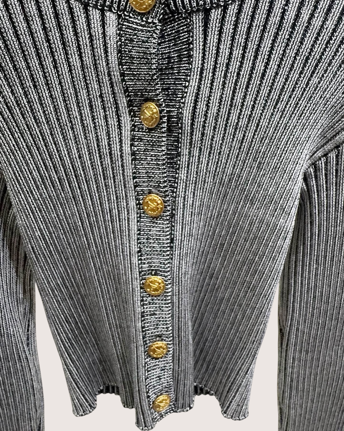 Louis Vuitton Wool Cropped Ribbed Flared-Cuff Cardigan Grey, Black FR 38