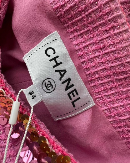 Chanel 22S Sequin-Trim Tweed Mini Dress