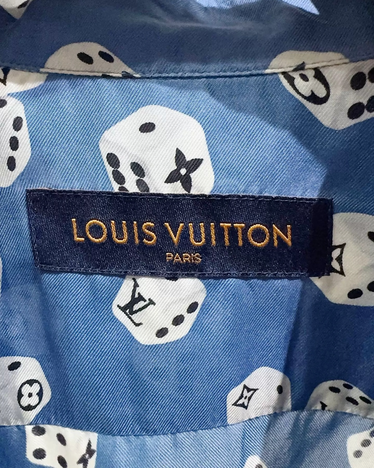 Louis Vuitton Silk Dice-Print Shirt Blue, White, Multicolor FR 36