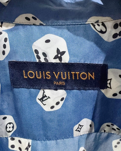 Louis Vuitton Silk Dice-Print Shirt Blue, White, Multicolor FR 36