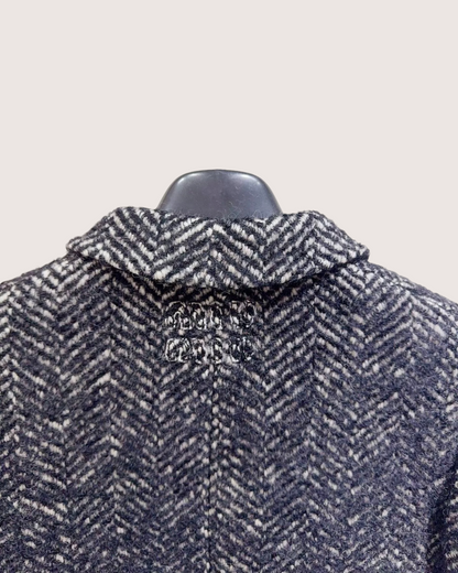 Miu Miu Tweed Herringbone Jacket Black, White FR 38