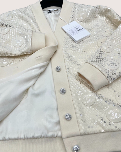 Chanel 23S CC Sequin Wool Cardigan