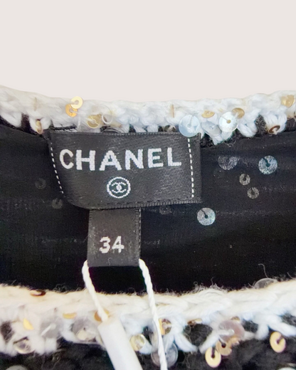 Chanel 23S CC Bow Sequin Vest Black, Silver, Multicolor FR 34