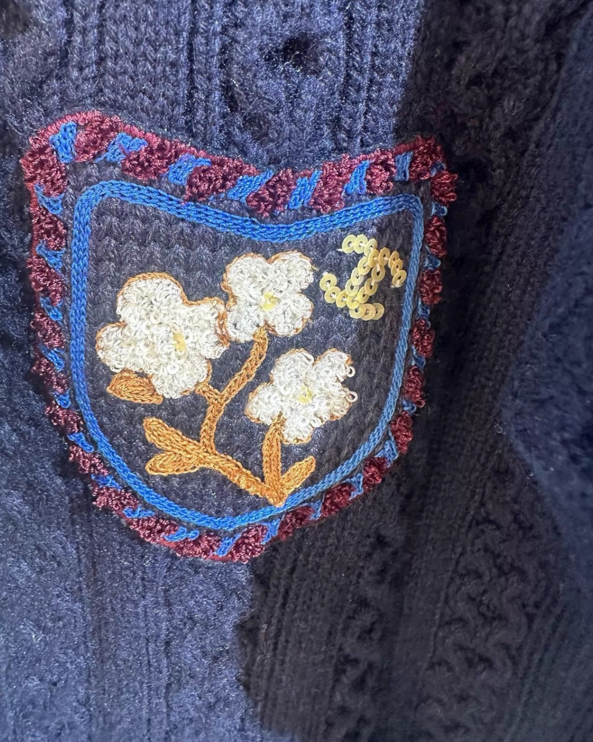 Chanel 26C Floral Patch Cashmere Cardigan