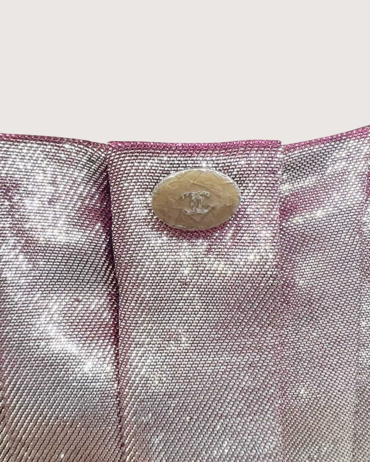 Chanel Metallic Lamé Pleated Blouse Silver, Pink FR 34
