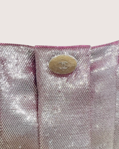 Chanel Metallic Lamé Pleated Blouse Silver, Pink FR 34