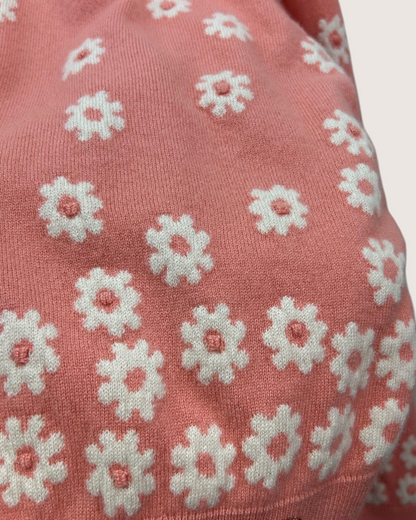 Chanel 22P Cashmere Floral CC Sweater Pink, White FR 34